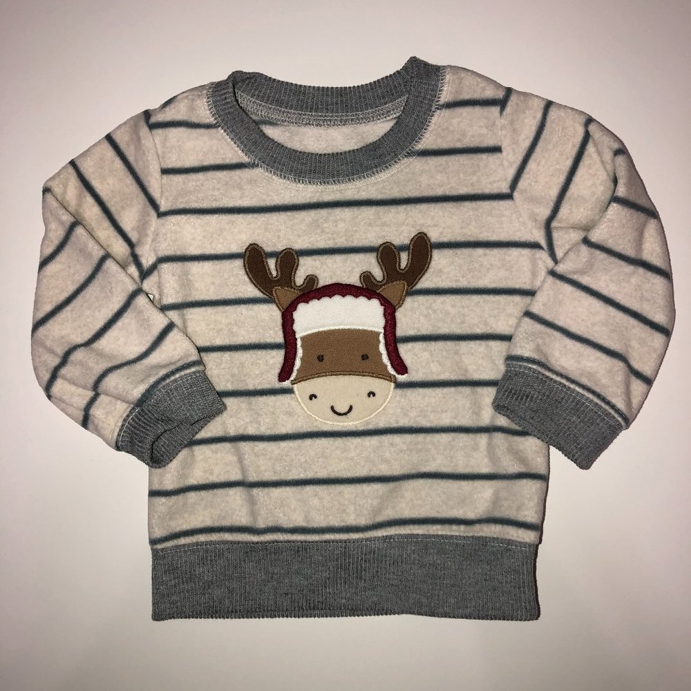 CARTERS Just One You Striped Reindeer Top 12M